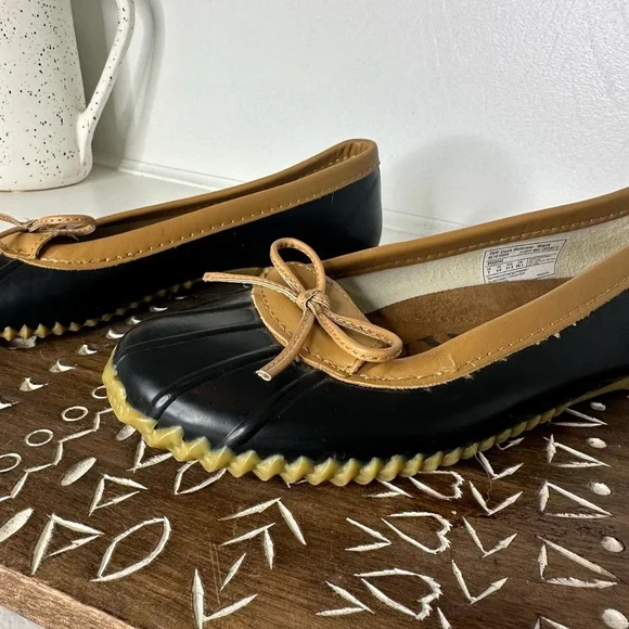 Chooka Duck Skimmer Black and Tan Flats and Loafers with Decorative Bow - Size 7 - Picture 3 of 10